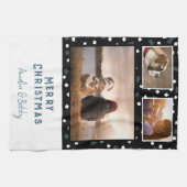 3 Foto Collage Modern Black White Blue Kerstmis Theedoek (Horizontaal)