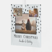 3 Foto Collage Modern Black White Kerstmis Glas Ornament (Voorkant links)