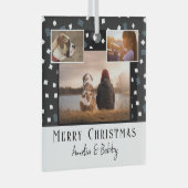 3 Foto Collage Modern Black White Kerstmis Glas Ornament (Voorkant Rechts)