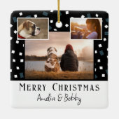 3 Foto Collage Modern Black White Kerstmis Keramisch Ornament (Achterkant)