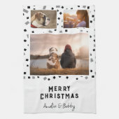 3 Foto Collage Modern Black White Kerstmis Theedoek (Verticaal)