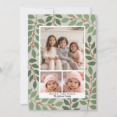 3 Foto Collage Modern Botanical Season Greeting Feestdagenkaart (Voorkant)