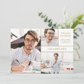 3 Foto Collage Modern Goud Afstuderen Aankondiging (Staand voorkant)