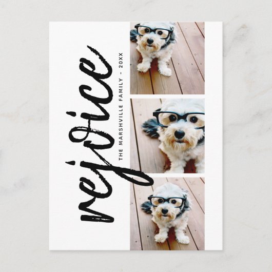 3 Foto-collage - Modern Merry Kerstrejoice Briefkaart (Voorkant)