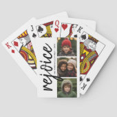 3 Foto-collage - Modern Merry Kerstrejoice Pokerkaarten (Achterkant)