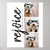 3 Foto Collage Modern Merry Kerstrejoice Poster (Voorkant)