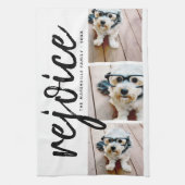 3 Foto-collage - Modern Merry Kerstrejoice Theedoek (Verticaal)