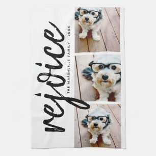 3 Foto-collage - Modern Merry Kerstrejoice Theedoek