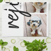 3 Foto-collage - Modern Merry Kerstrejoice Theedoek (Gevouwen)