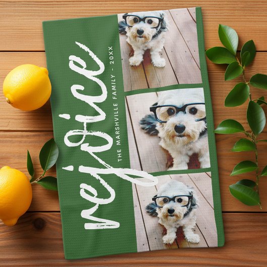 3 Foto-collage - Modern Merry Kerstrejoice Theedoek