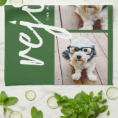 3 Foto-collage - Modern Merry Kerstrejoice Theedoek (Gevouwen)