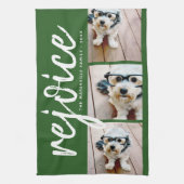 3 Foto-collage - Modern Merry Kerstrejoice Theedoek (Verticaal)