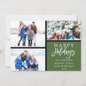 3 Foto Collage Modern Prettige feestdagen Green Feestdagenkaart (Voorkant)