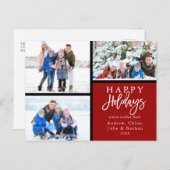 3 Foto Collage Modern Prettige feestdagen Red (Voorkant / Achterkant)