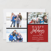 3 Foto Collage Modern Prettige feestdagen Red Feestdagenkaart (Voorkant)