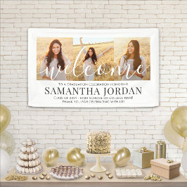 3 Foto Collage Modern Script Afstuderen Welkom Spandoek