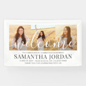 3 Foto Collage Modern Script Afstuderen Welkom Spandoek (Horizontaal)