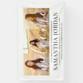 3 Foto Collage Modern Script Afstuderen Welkom Spandoek (Verticaal)