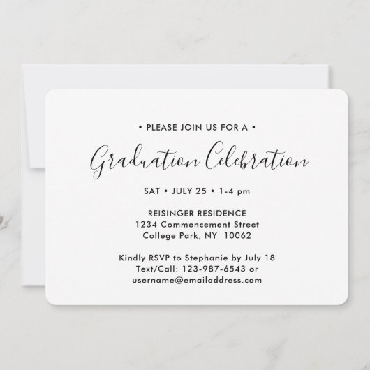 3 Foto Collage Modern Script Graduparty Kaart (Achterkant)