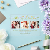 3 Foto Collage Modern Script "Kerst van de Kroniek Acryl Uitnodigingen (Insitu (Huwelijk))