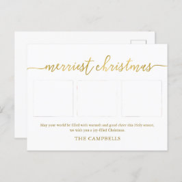 3 Foto Collage Modern Script "Kerst van de Kroniek Feestdagenkaart