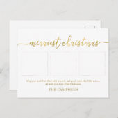 3 Foto Collage Modern Script "Kerst van de Kroniek Feestdagenkaart (Voorkant / Achterkant)