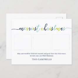 3 Foto Collage Modern Script "Kerst van de Kroniek Feestdagenkaart