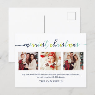 3 Foto Collage Modern Script "Kerst van de Kroniek Feestdagenkaart