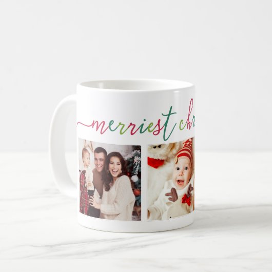 3 Foto Collage Modern Script "Kerst van de Kroniek Koffiemok (Voorkant links)