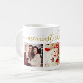 3 Foto Collage Modern Script "Kerst van de Kroniek Koffiemok (Voorkant links)