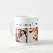 3 Foto Collage Modern Script "Kerst van de Kroniek Koffiemok (Voorkant links)