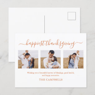 3 Foto Collage Modern Script Thanksgiving Feestdagenkaart