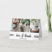 3 Foto Collage Modern Weddenschap Hartelijk dank Bedankkaart (Voorkant)