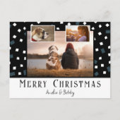 3 foto collage modern zwart wit kerst feestdagenkaart (Voorkant)