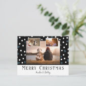 3 Foto Collage Modern Zwart Wit Kerstmis Feestdagenkaart (Staand voorkant)