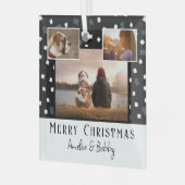 3 Foto Collage Modern Zwart Wit Kerstmis Glas Ornament (Voorkant links)