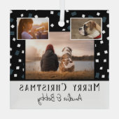 3 Foto Collage Modern Zwart Wit Kerstmis Glas Ornament (Achterkant)