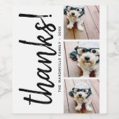 3 Foto collage - Moderne Dank u wel op naam Wijn Etiket (Enkel label)