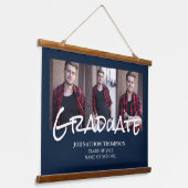 3 Foto-collage Navy Afstuderen Hanging Tapestry Hangend Wandkleed (Gebogen)