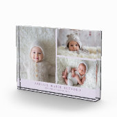 3 Foto Collage Paars Nieuw Baby Aandenken  (Rechts)