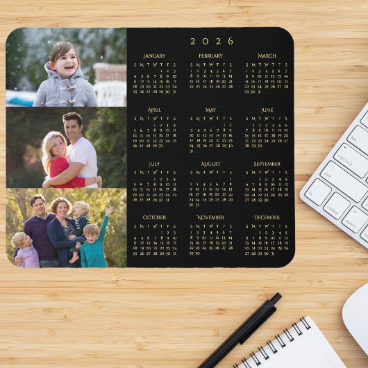 3 Foto Collage Persoonlijke Familie 2026 Agenda Muismat