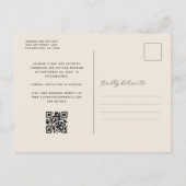 3-foto-collage QR-code Beige Bewaar de datum Briefkaart (Achterkant)