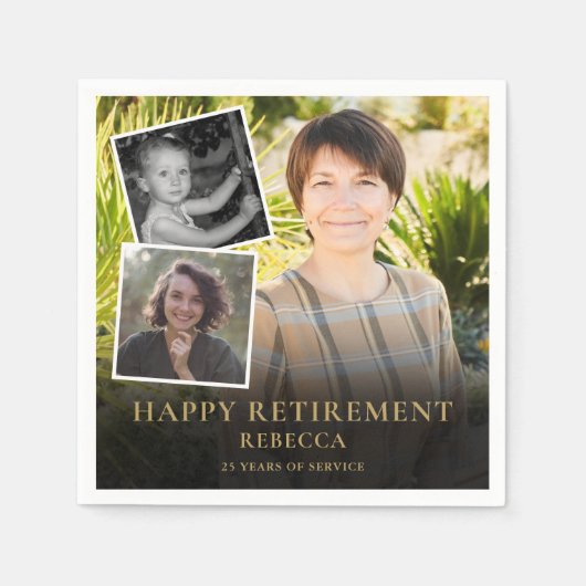3 Foto Collage Retirement Party Servet (Voorkant)