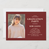 3 Foto Collage Rood & Beige Afstudeerfeest Kaart (Achterkant)