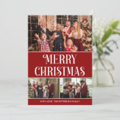 3 Foto Collage Rood en Wit Vrolijk Kerstfeest Feestdagenkaart (Staand voorkant)
