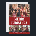 3 Foto Collage Rood en Wit Vrolijk Kerstfeest Feestdagenkaart<br><div class="desc">Creëer uw eigen, 3 Fotocollage, Rood en Wit, Merry Christmas Photo Holiday Kaart, met onze eenvoudig te gebruiken ontwerptool. Voeg je favoriete foto's van vrienden, familie, vakanties, hobbies en huisdieren toe en je hebt een prachtige, unieke fotocollage. Onze aangepaste fotocollage is perfect voor huisdecoratie, cadeau geven of zelfs zakelijke promotiedoeleinden....</div>