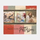 3 Foto Collage Rustic Abstracte, gepersonaliseerde Fleece Deken (Voorkant (Horizontaal))