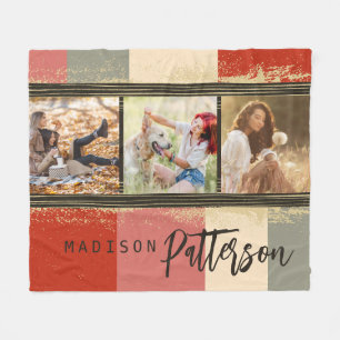 3 Foto Collage Rustic Abstracte, gepersonaliseerde Fleece Deken