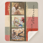 3 Foto Collage Rustic Abstracte, gepersonaliseerde Sherpa Deken (Voorkant)