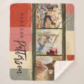 3 Foto Collage Rustic Abstracte, gepersonaliseerde Sherpa Deken (Voorkant)